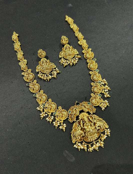 Royal antique finish Lakshmi peacock haram