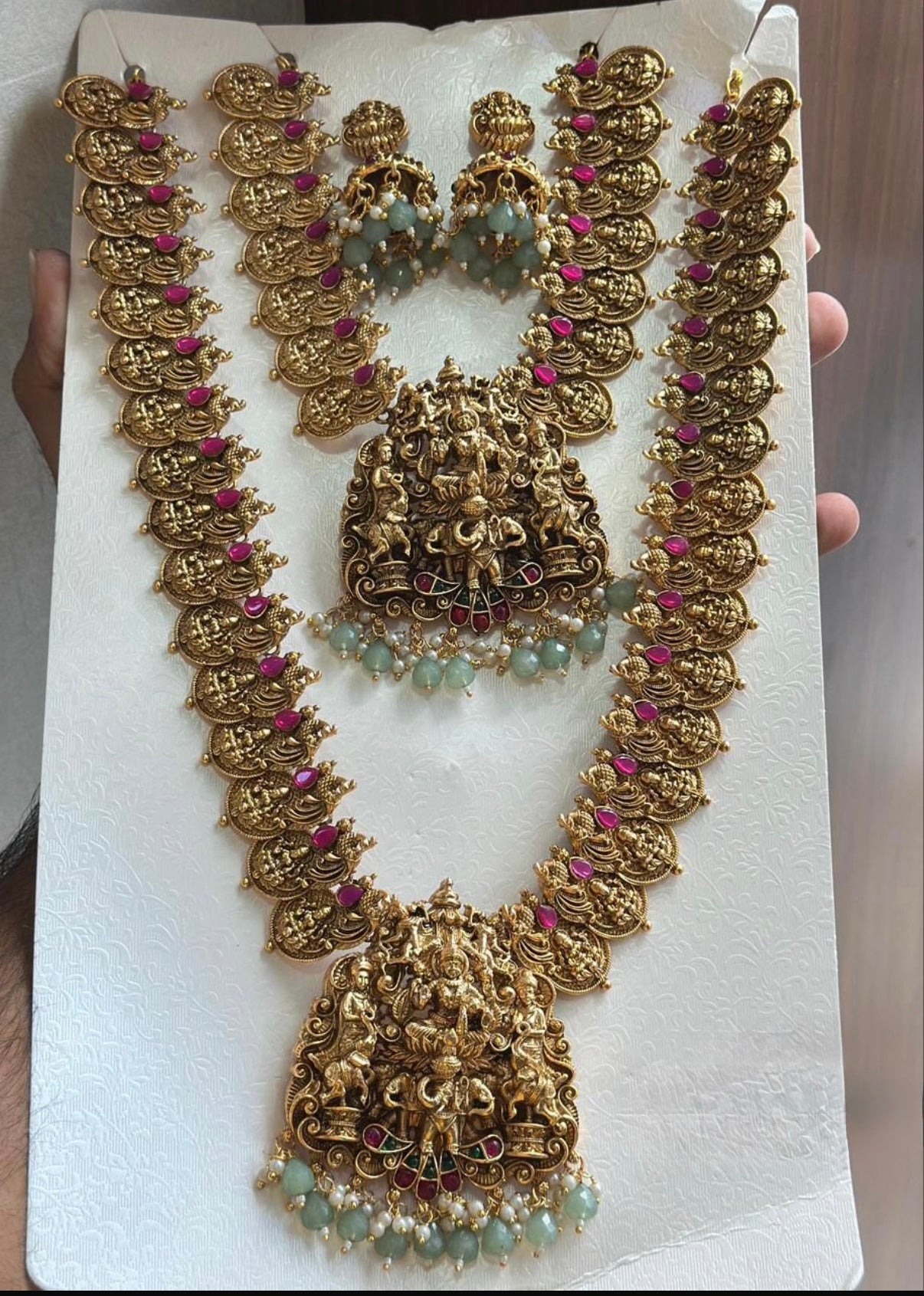 Premium  antique finish Lakshmi kaasu bridal set
