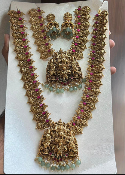 Premium  antique finish Lakshmi kaasu bridal set