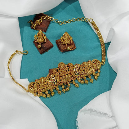 Premium gold replica Lakshmi choker