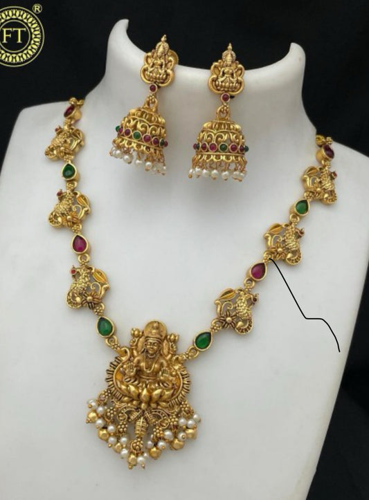 Premium Lakshmi peacock necklace