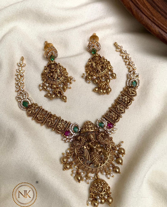 Premium antique finish designer Krishna necklace