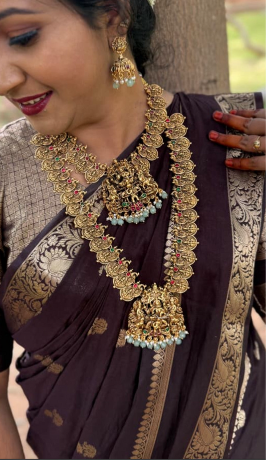 Premium  antique finish Lakshmi kaasu bridal set