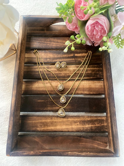 Premium 3 layer diamond necklace set