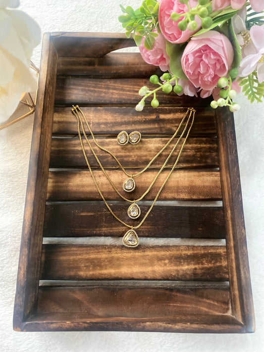 Premium 3 layer diamond necklace set