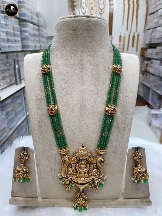 Exquisite Antique Green Luxury Haram onyx beads| Antique Finish Indian Jewelry for Elite Buyers