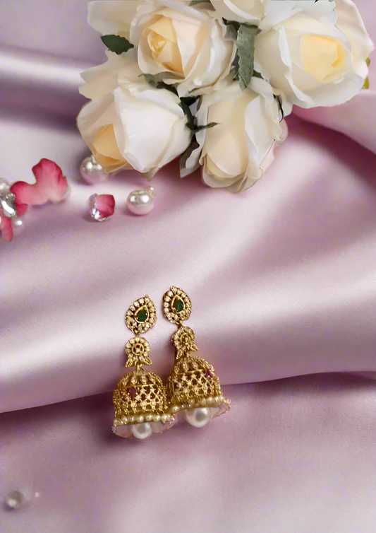 Premium Ad ruby emerald stone jumkha necklace