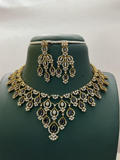 Premium bridal AD diamond necklace set