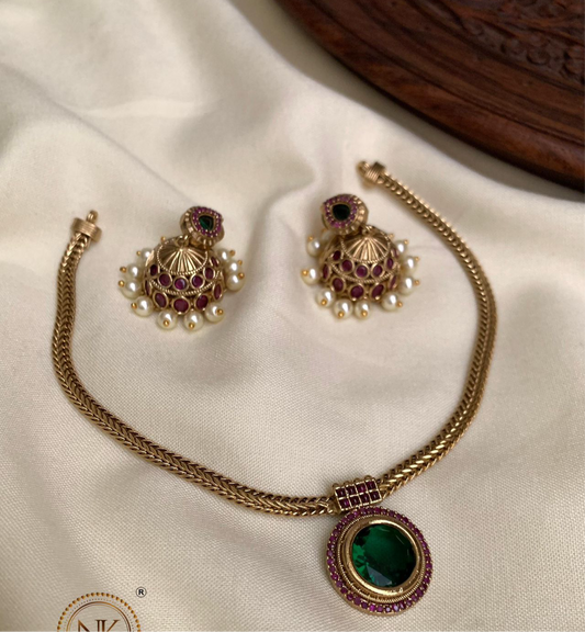 Premium green and pink stone atigai