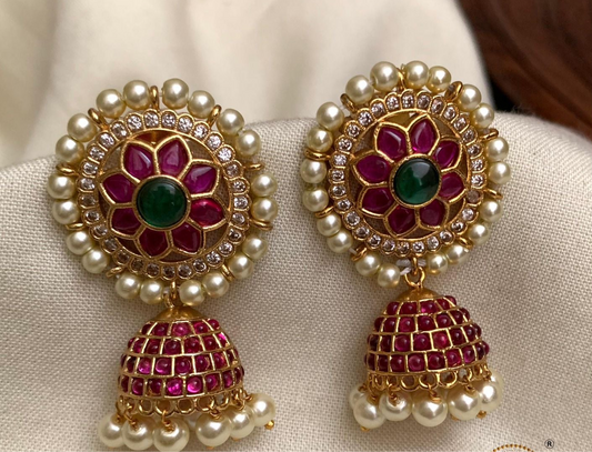 Premium kemp stone jumkas with rice Pearls