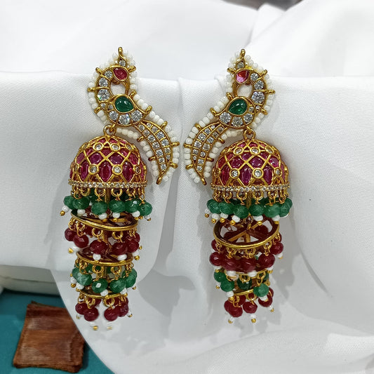 Premium Jada 3 layer peacock jhumkas