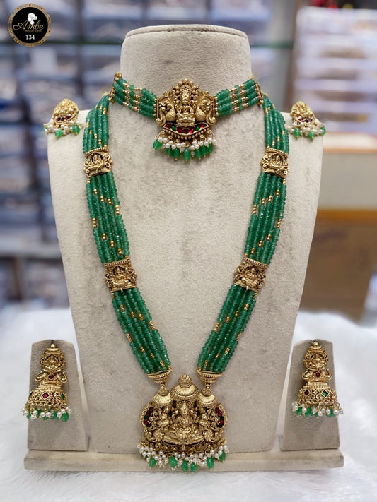 Premium Green beads Bridal Set