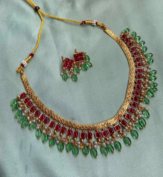 Premium kemp stone green droppings necklace - hot selling