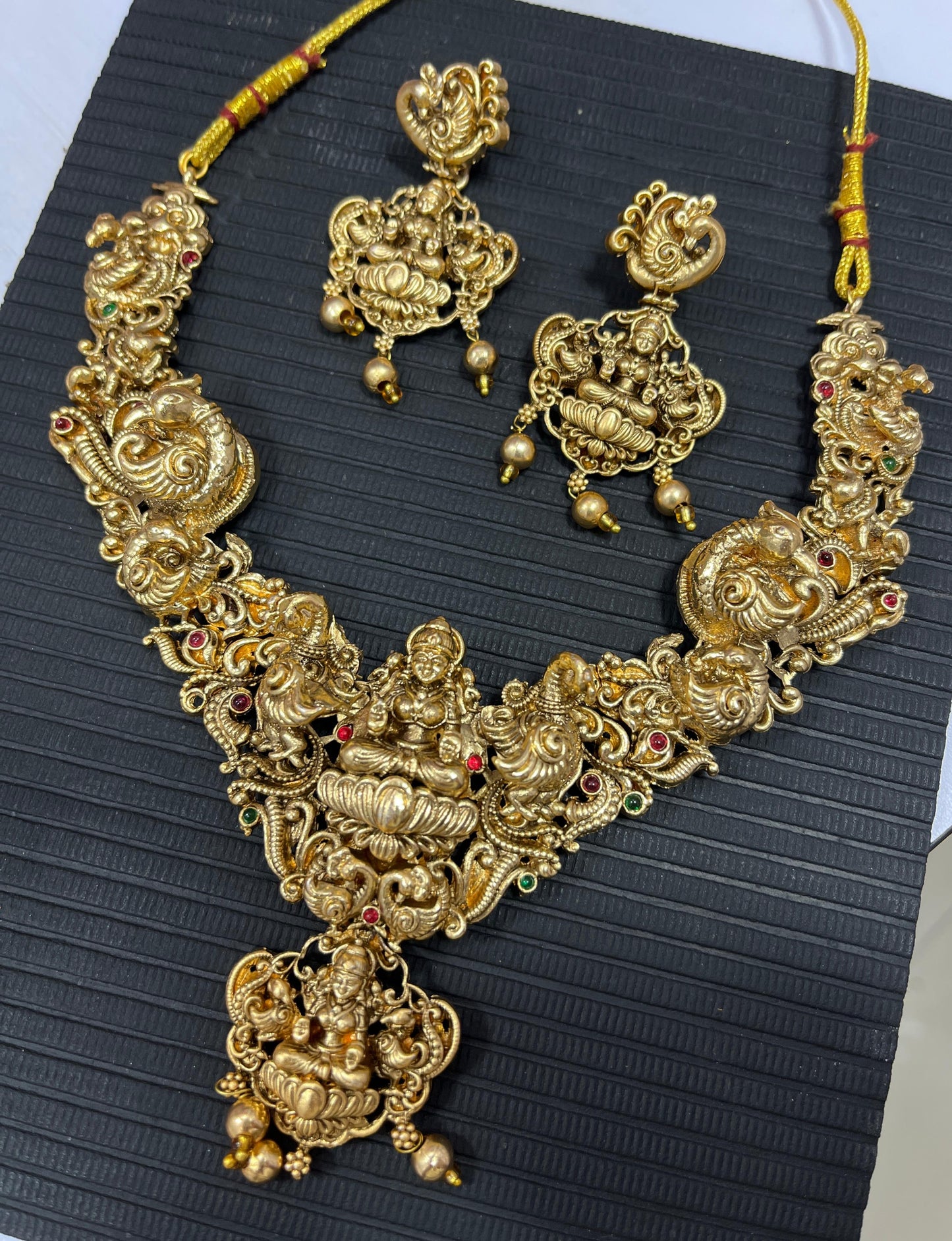Premium 3D Lakshmi peacock necklace