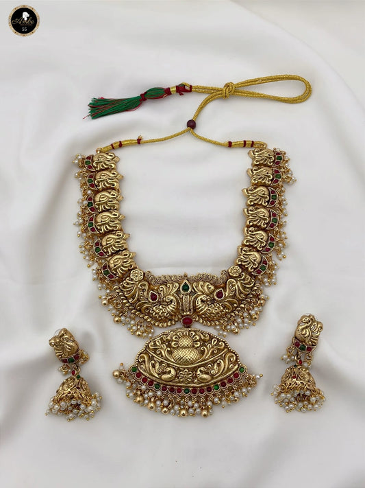Premium antique finish peacock haram
