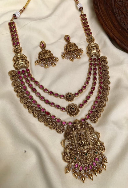 Premium 3 layer antique finish Lakshmi haram