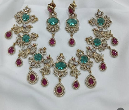 Blue and Red Diamond Replica Grand Necklace: Celeb-Inspired