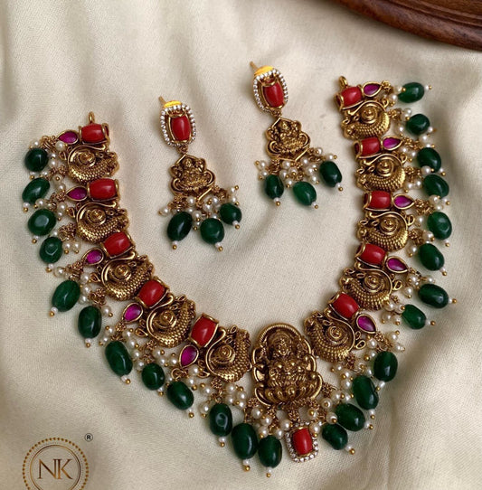 Premium antique finish coral necklace