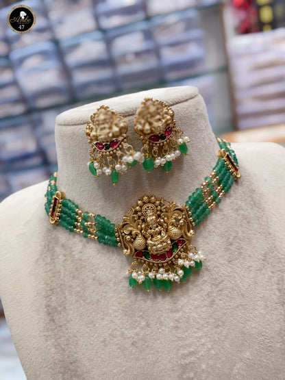 Premium Green beads Bridal Set
