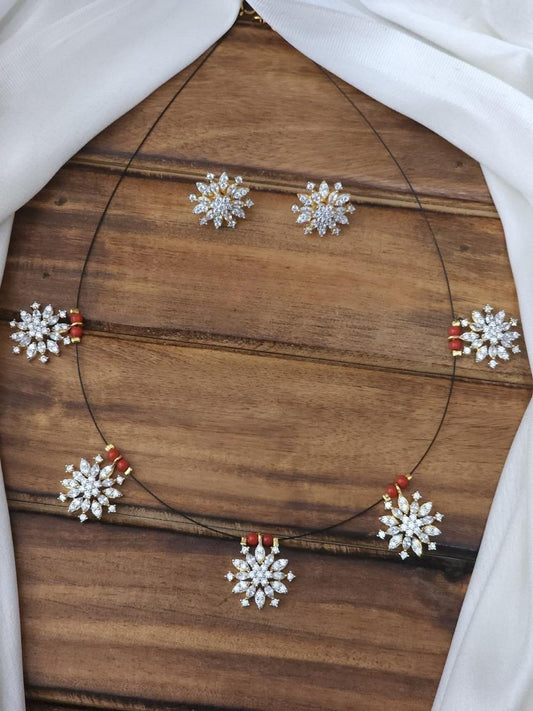 Elegant diamond flower necklace