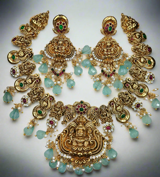 Majestic Lakshmi & Peacock Grand Necklace