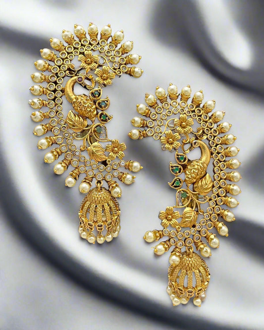 Stunning Peacock Jhumka Earrings | Luxury Indian Jewelry for Weddings