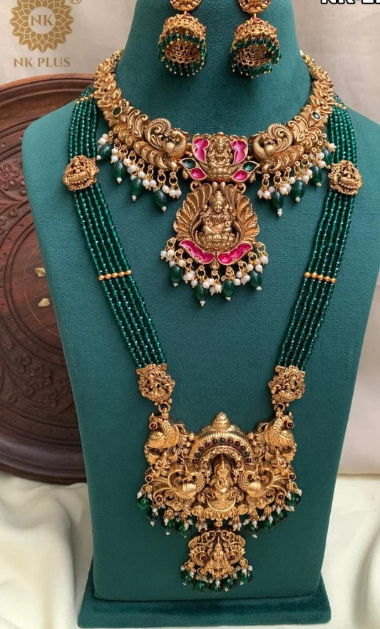 Premium green beads Lakshmi bridal