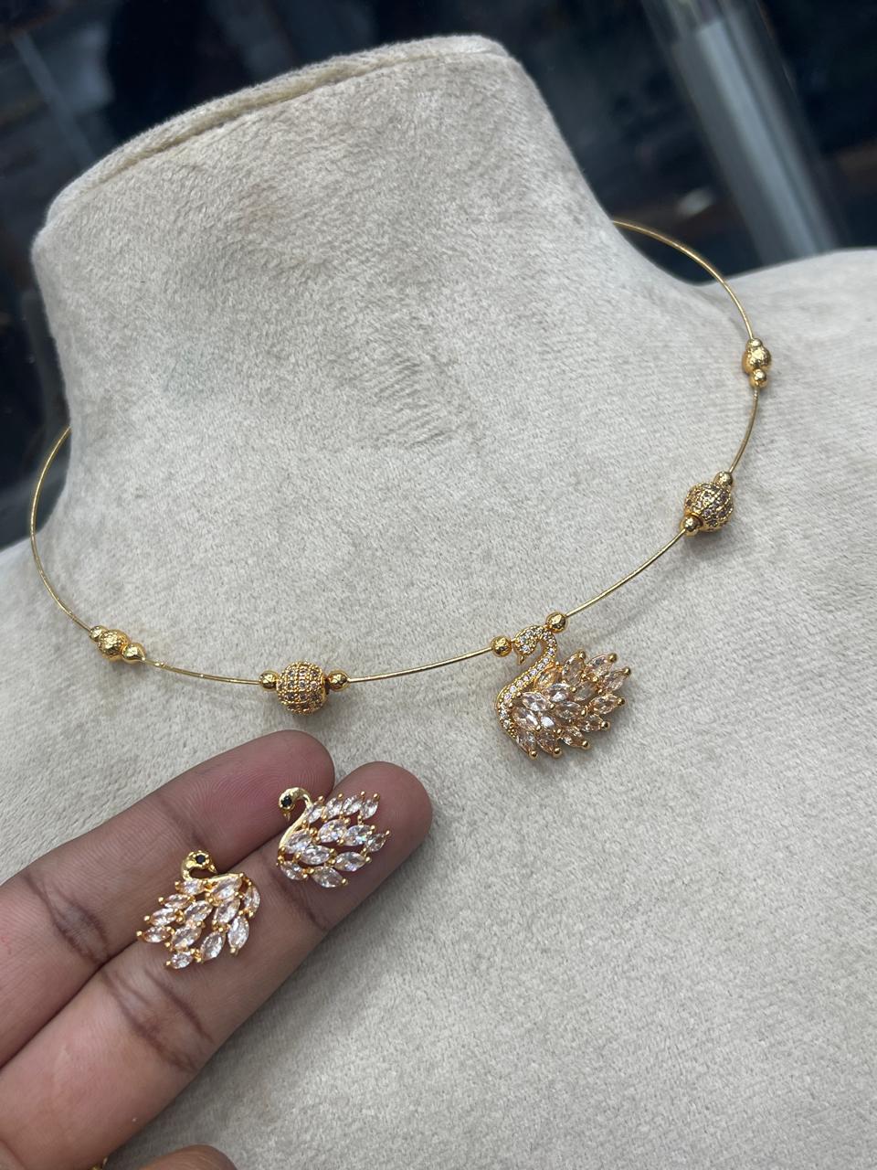 Invisible Diamond replica Peacock necklace with earrings