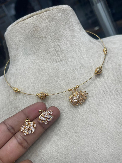 Invisible Diamond replica Peacock necklace with earrings
