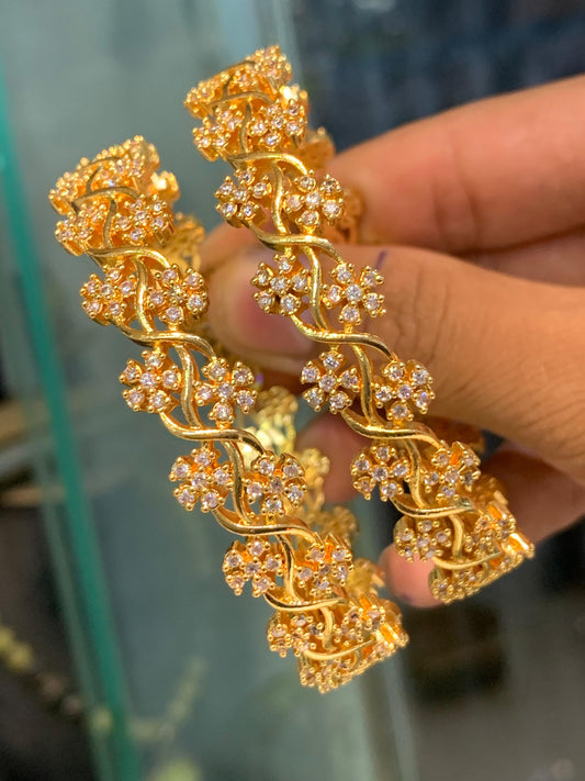 Premium AD diamond flower bangles