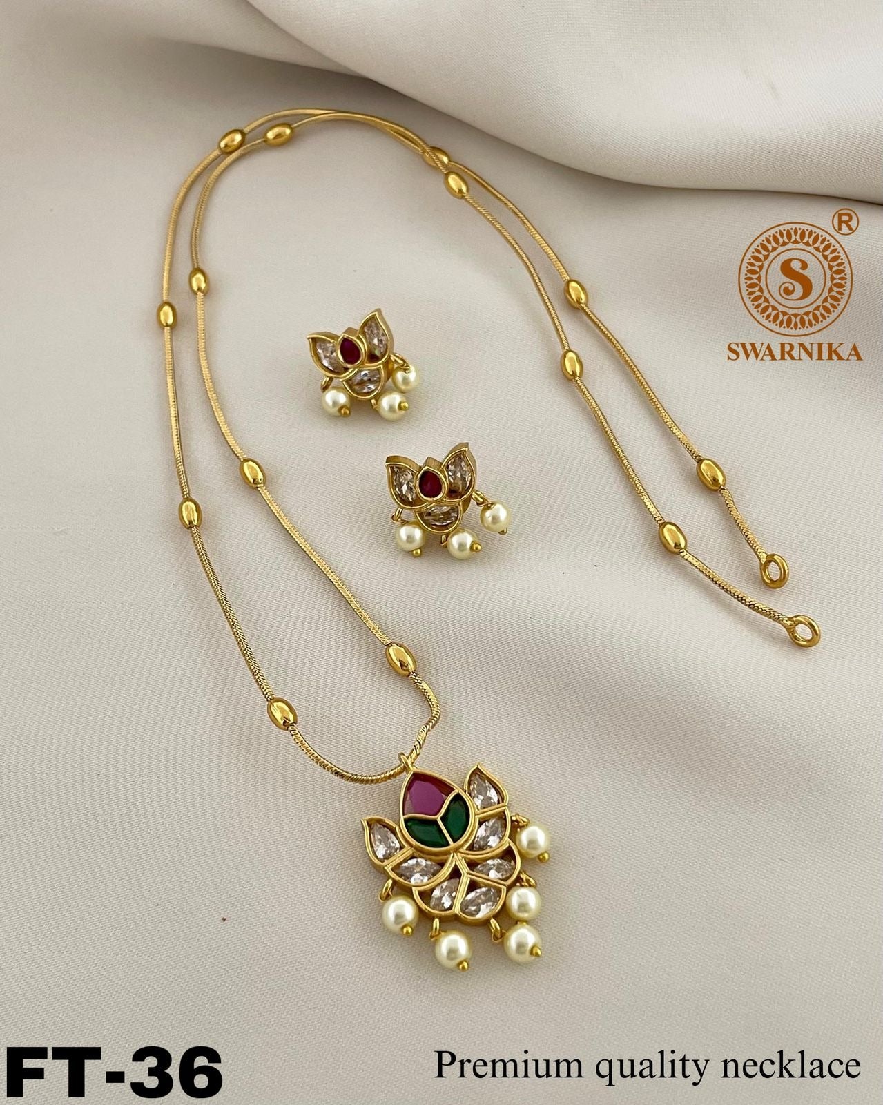 Stunning Ruby & Pearl Necklace Set