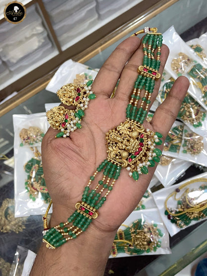 Premium Green beads Bridal Set