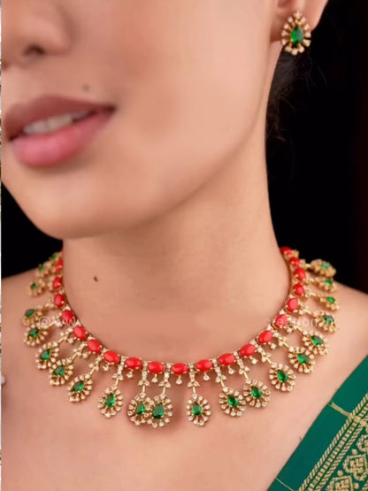 Premium emerald coral stone with luxury diamond finish