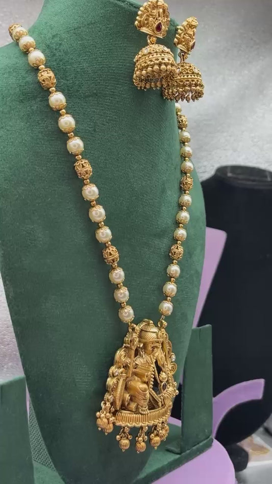Premium handmade pearl beads Ganesha harams