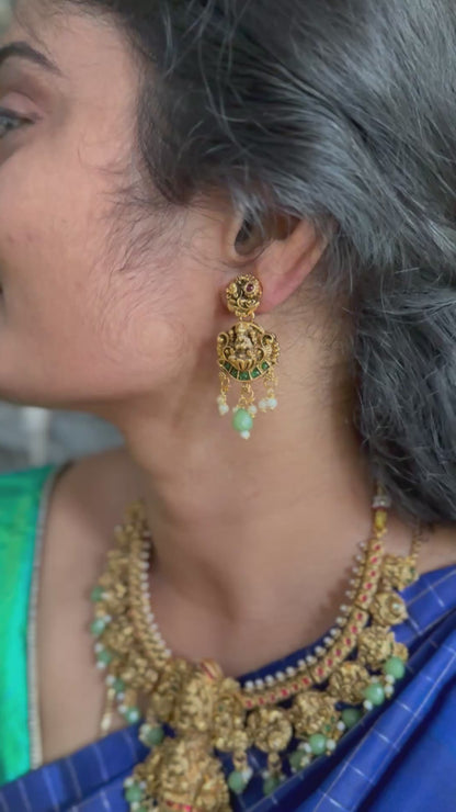 Premium antique finish luxury Lakshmi bridal set