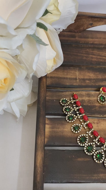Premium emerald coral stone with luxury diamond finish