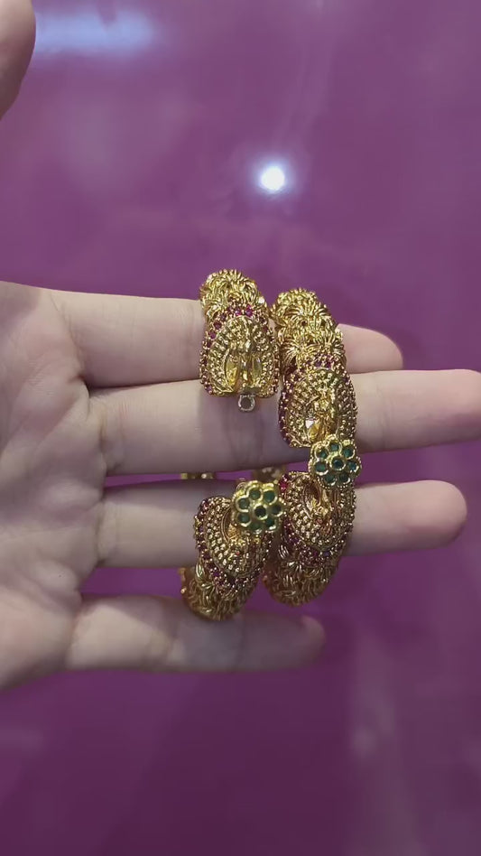 Premium flower kemp stone kada bangles