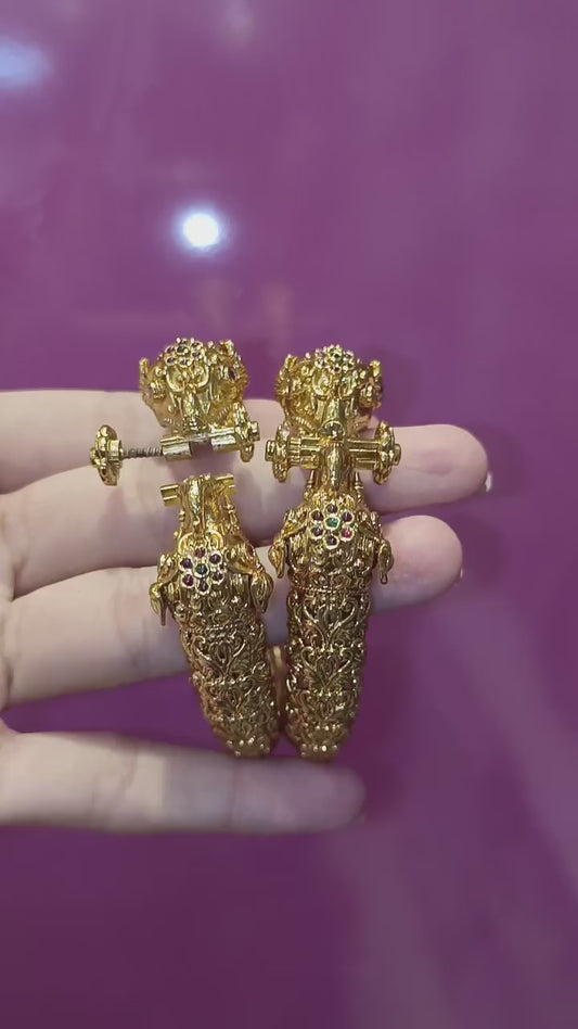Premium elephant kemp stone kada bangles