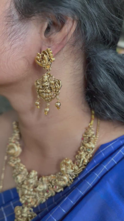 Premium 3D Lakshmi peacock necklace