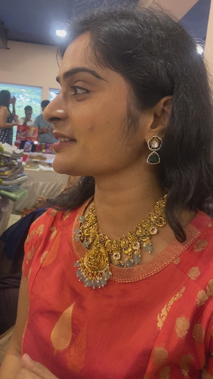 Majestic Lakshmi & Peacock Grand Necklace