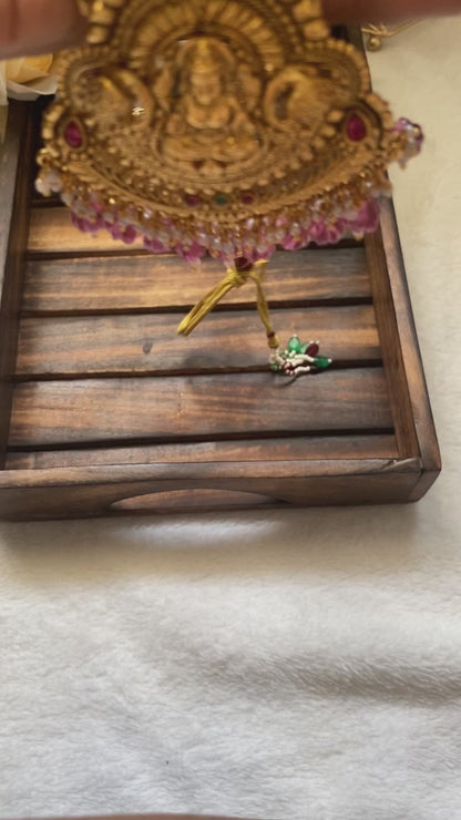 Exquisite Antique lakshmi pink beads Haram | Luxury Indian Jewelry for High-Value Buyers