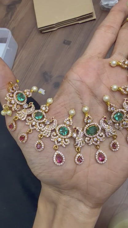 Blue and Red Diamond Replica Grand Necklace: Celeb-Inspired