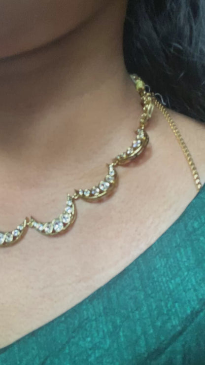 Premium diamond replica moon necklace